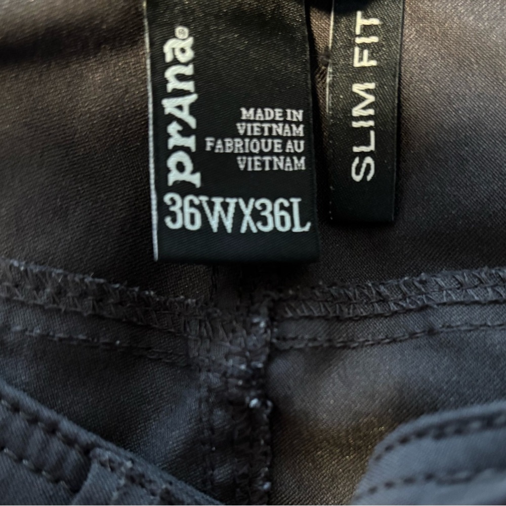 Prana Breathe Men’s Slim Fit Pants Size 36x36, charcoal gray